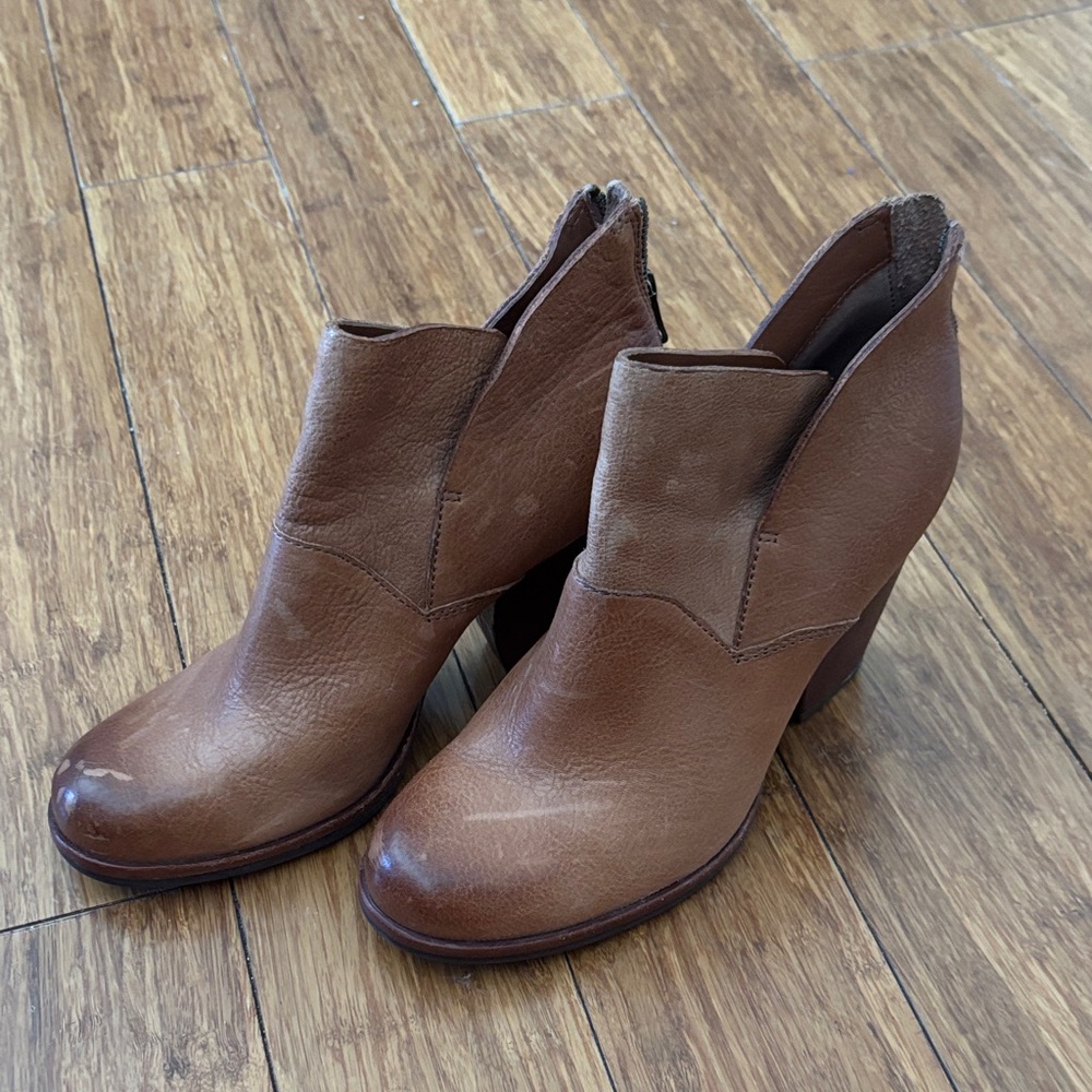 Kork-Ease Tan Leather Ankle Booties